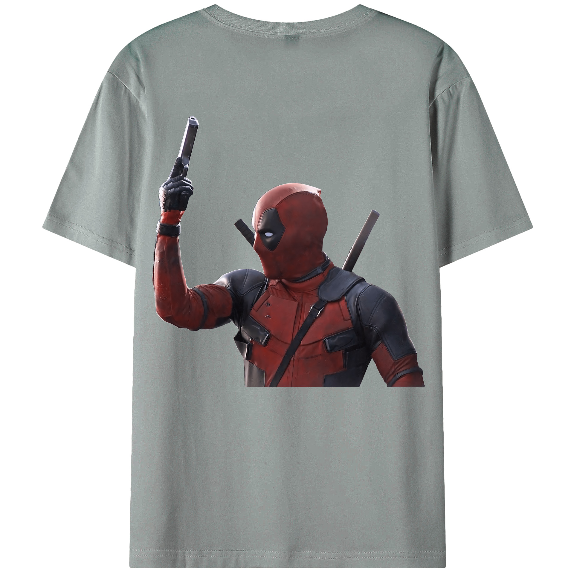 （画像用） Deadpool デッドプール 綿100％ メンズ半袖Tシャツ（バックプリント） 通気性